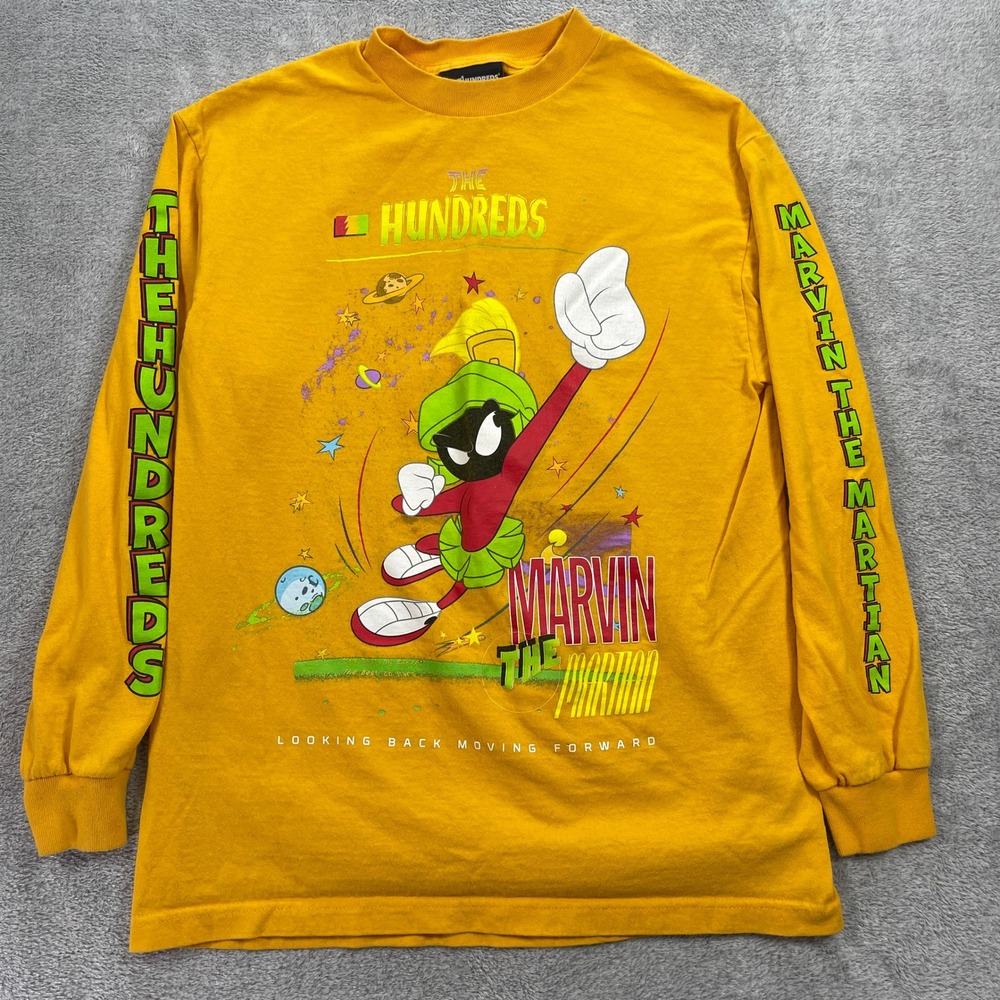The Hundreds Long Sleeve Men M Gold Marvin The Martian Looney Tunes Graphic Tee